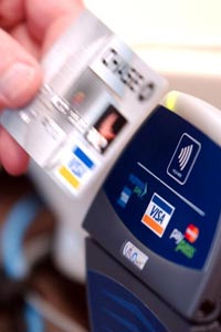 Chase's Blink technology uses an RFID chip embedded in the card to process transactions with the mere wave of the hand.